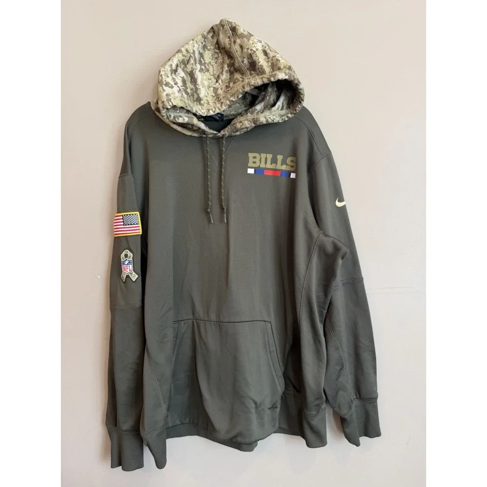 Buffalo Bills Nike Mens Olive Green Salute To Service USA Hoodie Sweatshirt XXL